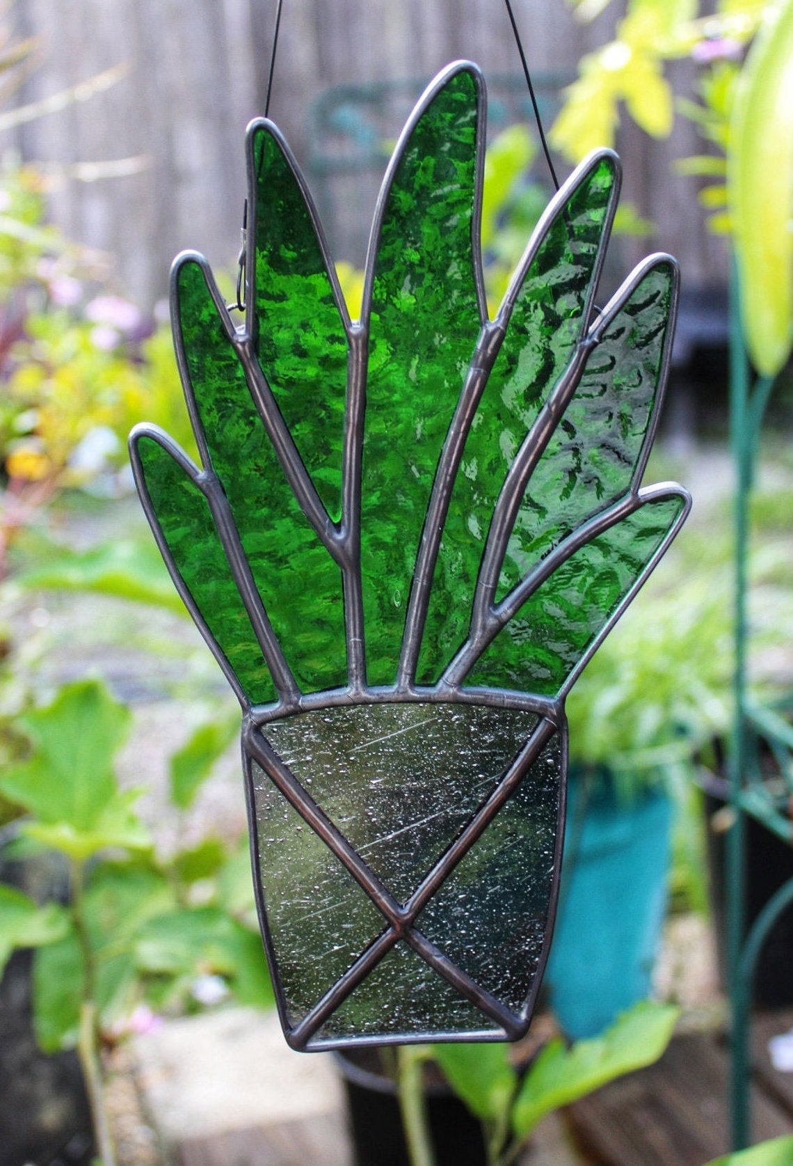 Stained Glass Potted Plant Suncatcher Hanging Plant Window Etsy