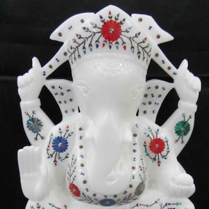 Marble Ganesh Idol for Home Temple, Hindu God Ganesh Decor, Wedding Return Gift Ganesha, Religious Gift Ganpati Figurine, Ganesh for Office