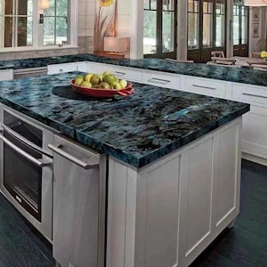 Natural Labradorite Gemstone Slab Countertop, Iridescent Kitchen Design, Labradorite Kitchen Island Table, Statement Piece Coffee Table
