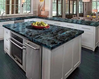 Natural Labradorite Gemstone Slab Countertop, Iridescent Kitchen Design, Labradorite Kitchen Island Table, Statement Piece Coffee Table