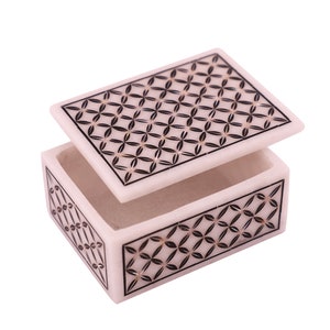 Decorative Unique Design Marble Inlaid Jewelry Box, Ladies Vanity Box, Cosmetic Gift Box For Wedding, Vintage Art & Crafts Jewelry Box