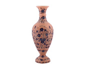 Marble inlay vase, decorative flower vase, living room art, handmade vase, wedding centerpiece for table, housewarming vase, floral vase