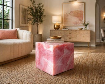 Crystal Pink Onyx Stein Sockeltisch, luxuriöse Wohnkultur