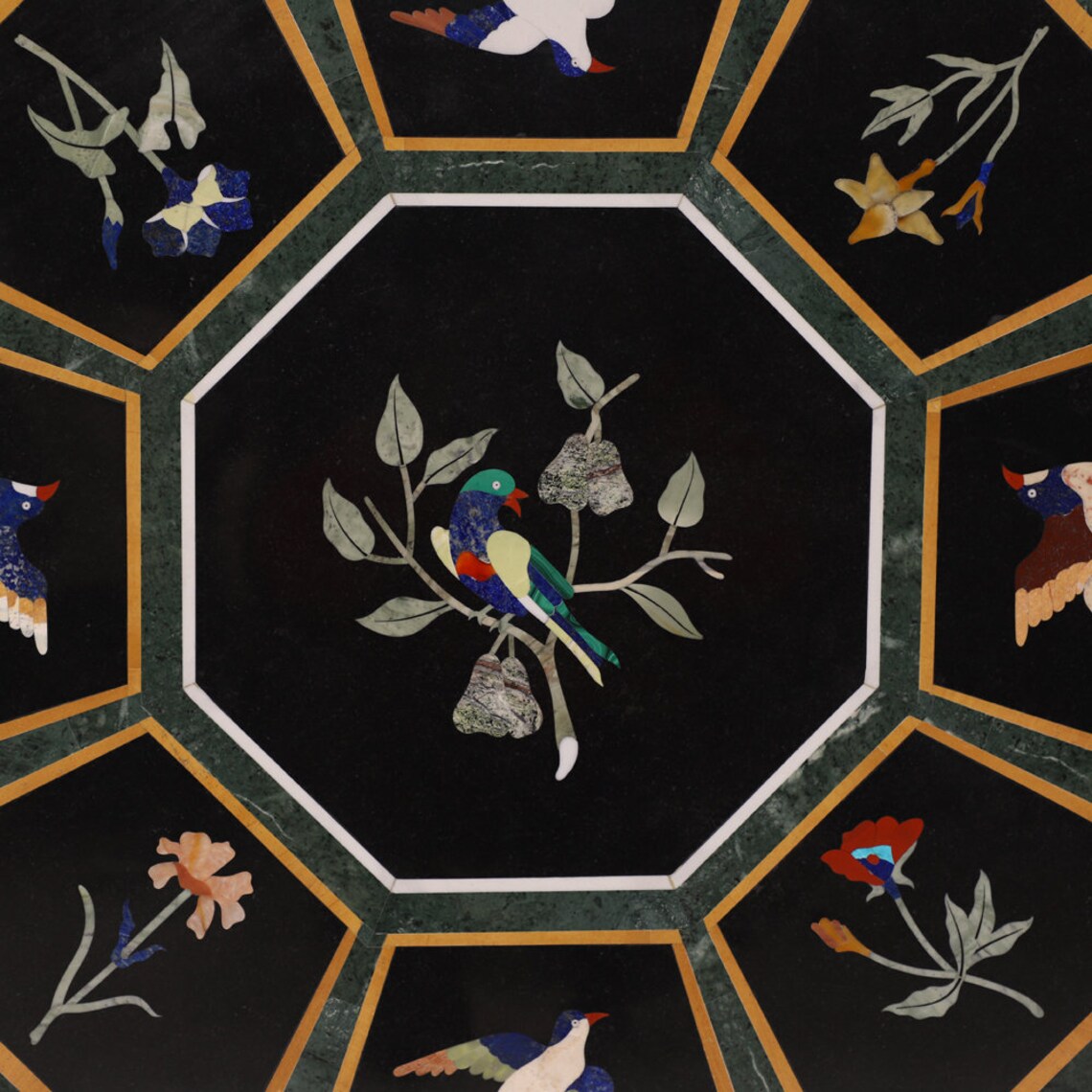 Schwarzer Marmor Mosaiktisch mit Marmorsockel Innen & | Etsy