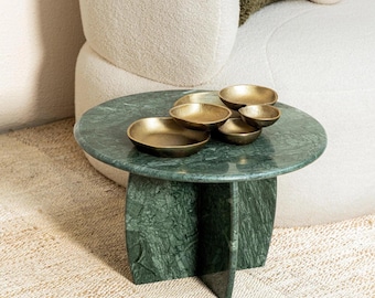 Green Marble Side Table – Designer Statement Piece for Home and Office Decor