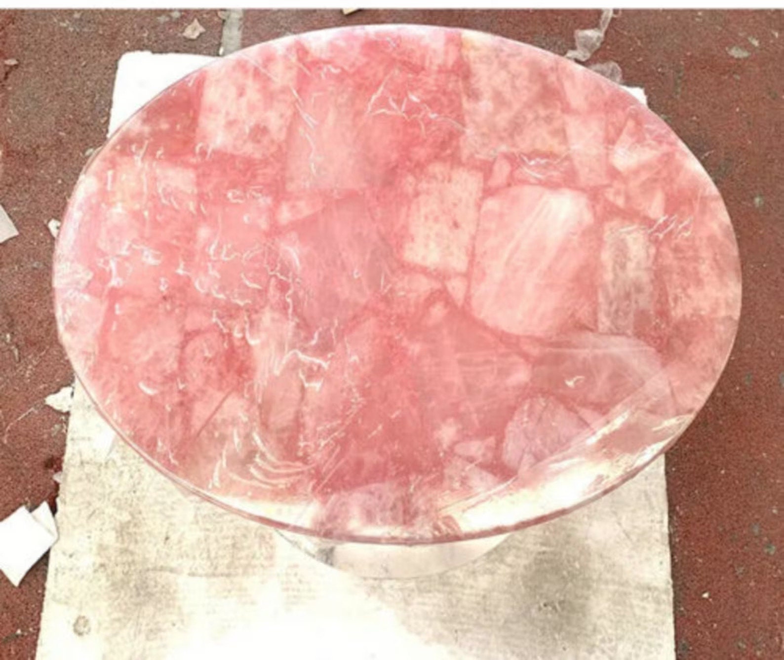 Natural Rose Quartz Stone Table Top Round Rose Quartz Accent Etsy