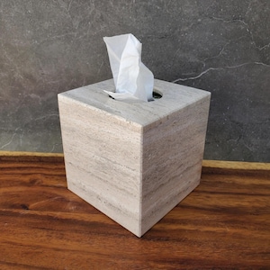 Luxury Travertine Tissue Holder, Rustic Stone Tissue Box, Stylish Tissue Organizer, Tissue Dispenser for Vanity Table, Tissue Box for Office