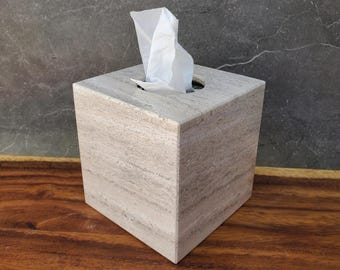Luxury Travertine Tissue Holder, Rustic Stone Tissue Box, Stylish Tissue Organizer, Tissue Dispenser for Vanity Table, Tissue Box for Office
