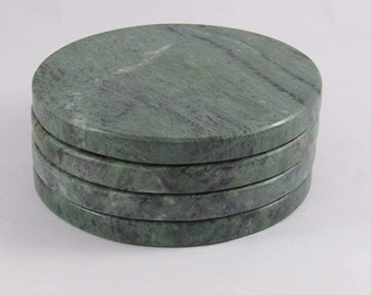 Natural Green Marble Coasters, Green Stone Coasters, Green Marble Accessories, Coffee & Tea Coasters, Table Protection, Coaster for Office