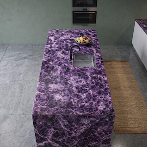 Amethyst Countertop Natural Crystal Slab | Luxury Purple Stone Surface for Kitchen Island
