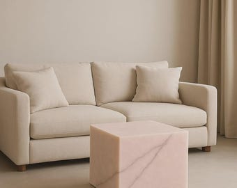Onyx Stone Plinth Cube Accent Table for Living Room