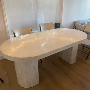 Natural Selenite Stone Oval Coffee Table, Crystal Healing Selenite Furniture, Oval Selenite Room Centerpiece, Oval Crystal Accent Table