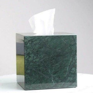 Porta fazzoletti effetto marmo verde naturale, distributore di tovaglioli, porta fazzoletti in marmo di lusso, porta fazzoletti in marmo per il lavabo, arredamento moderno per casa e ufficio