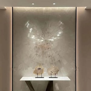 Natural Selenite Statement Piece for Foyers, Luxury Crystal Wall Panel, Selenite Panel for Calm Office Space, Calming Selenite Bedroom Decor