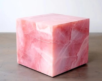 Crystal Pink Onyx Stone Table, Interior Styling Statement Piece, Luxurious Stone Plinth, Onyx Stone Furniture, Onyx Base for Reception Area