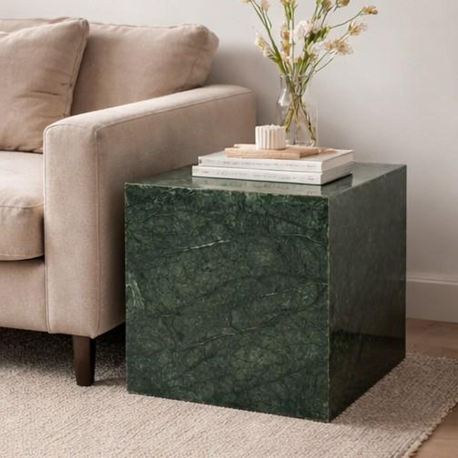 Veined Green Marble Display Plinth, Statement Side Table - Etsy