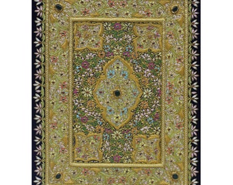 Handcrafted Zardozi Tapestry,  Fine Needlework Tapestry, Vibrant Zardozi Colors, Zardozi Embroidery Wall Hanging, Luxurious Home Accent