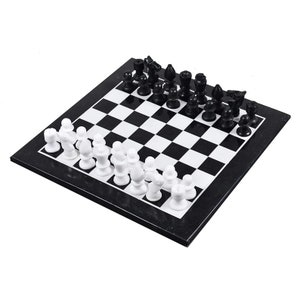 Luxury Black and White Marble Chess Game, Black onyx Inlay Handmade Chess Board w/ Marble Pieces, Chess Lovers Gift, Birthday Gift Chess