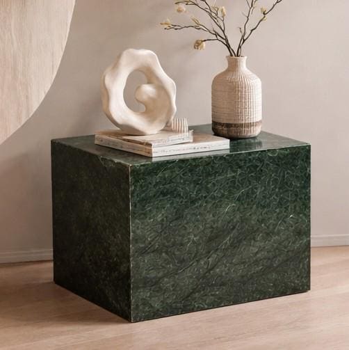 Veined Green Marble Display Plinth, Statement Side Table - Etsy