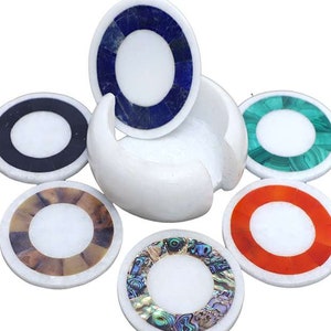 Handmade Round Marble coaster | Table Coasters |Coaster for Gift | White Marble Coaster| Hostess Gift | Wedding Gifts | Decorative Coasters