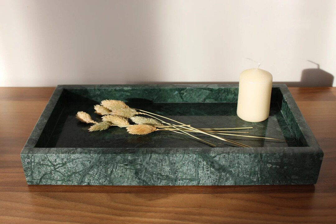 Natural Green Marble Effect Bathroom & Kitchen Tray, Organizer Tray ...