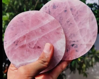 Natural Beauty Rose Quartz Coasters, Pink Crystal Stone Drink Mats, Healing Crystal Table Protection, Crystal-themed Gifts Coasters