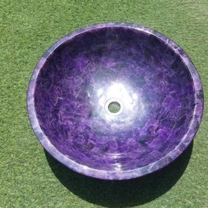 Natural Amethyst Bathroom Sink, Amethyst Countertop Sink, Luxurious Amethyst Washbasin, Crystal Energy Washroom Sink, Purple Stone Lavatory