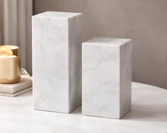 白大理石の台座、ミニマルなディスプレイ台、彫刻スタンド - Etsy 日本