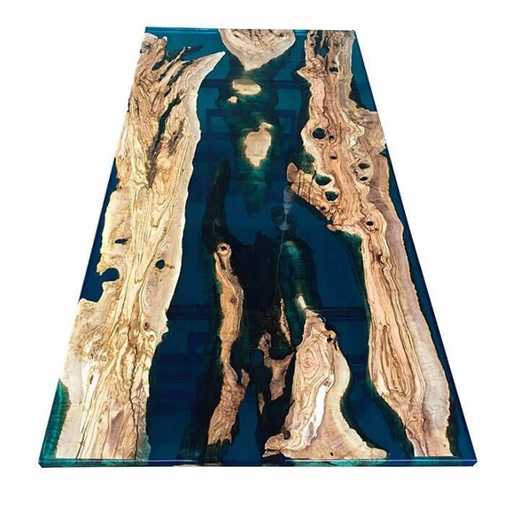 Epoxy Dining Table Live Edge Table Top Coffee Table Ocean Etsy