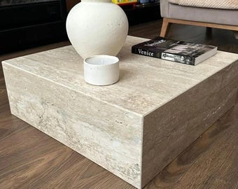 Luxury Travertine Coffee Table Solid Stone Furniture