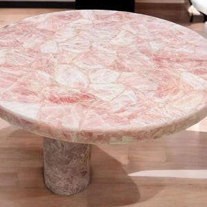 Healing Stone Rose Quartz Coffee Table, Rose Quartz Table for Living Room, Statement Rose Quartz Furniture, Unique Crystal Energy Table