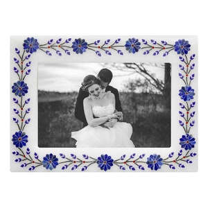 Cornice in marmo intarsiato fatta a mano, cornice ricordo in marmo, portafoto in marmo, regalo per fotografi, elegante espositore da tavolo, valorizza i tuoi interni