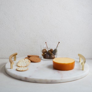 Marble and Brass Charcuterie Platter, Decorative Serving Board, Versatile Marble Platter, Home Accessories, Dining Table Centerpiece Decor