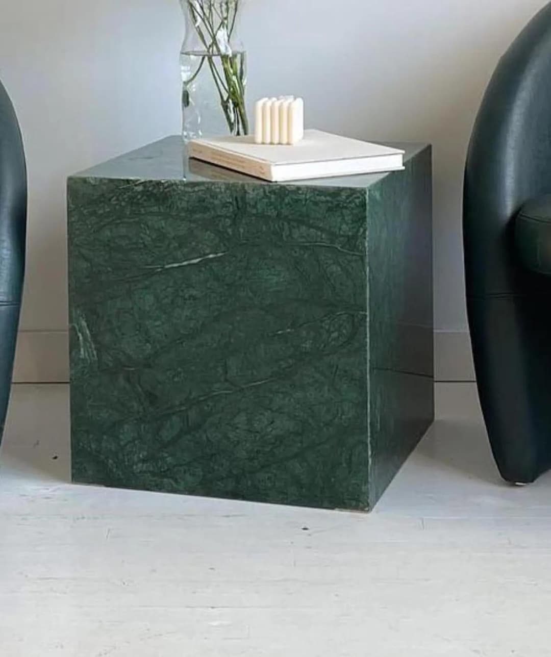 Veined Green Marble Display Plinth, Statement Side Table - Etsy