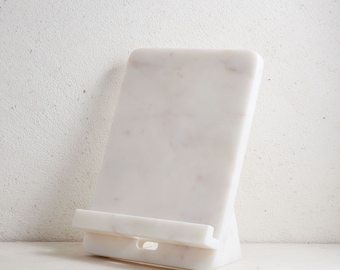 Marble Ipad Stand, Scandinavian Decor, Marble Cookbook Stand, Modern Office Desk Decor Tablet Holder, Stand for Desk, Phone Accessories