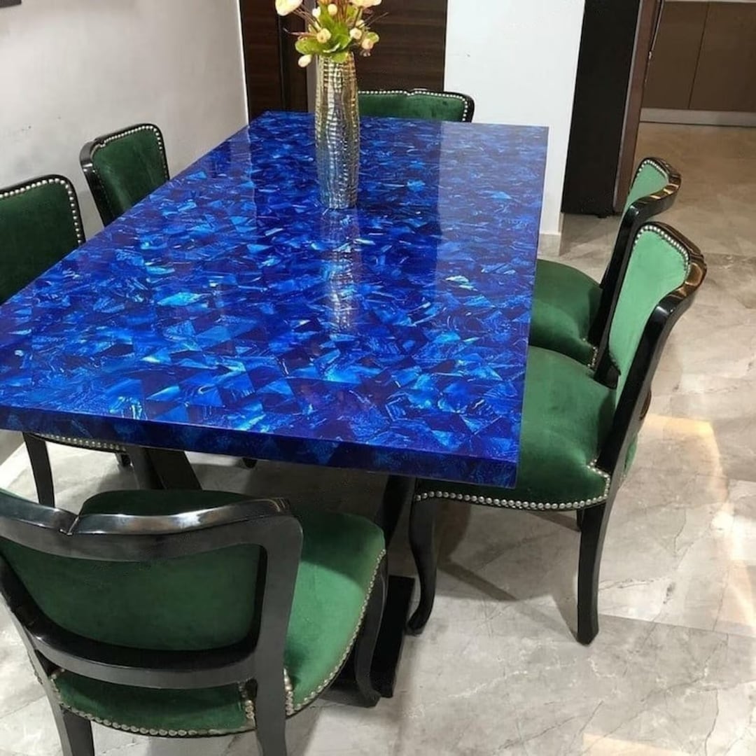 Natural Stone Dining Room Furniture, Lapiz Lazuli Accent Table