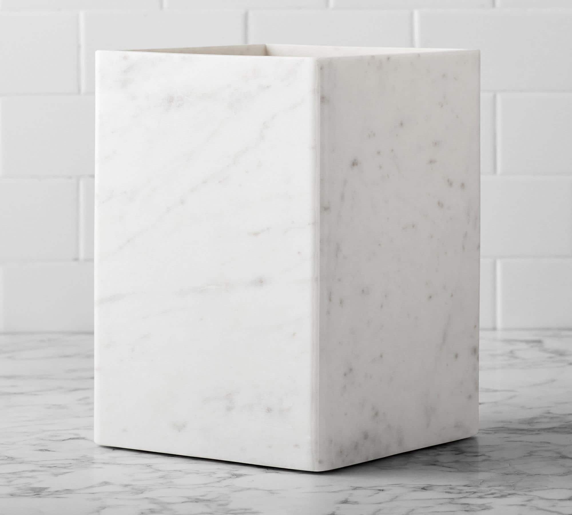 Handcrafted Marble Trash Can, Marble Bathroom Trash Can, Modern