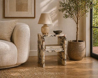 Calacatta Viola Marble Side Table, Modern Italian Furniture