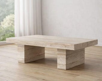 高級石製コーヒーテーブル（トラバーチン） - Etsy 日本