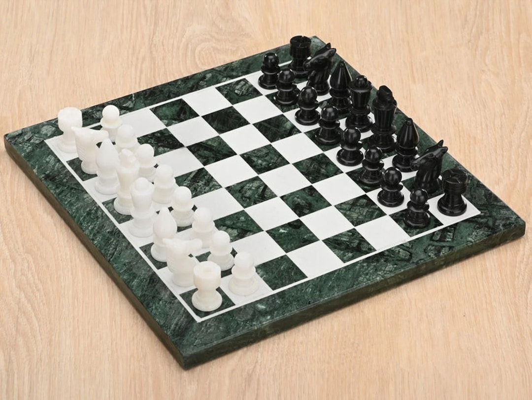Natural Green Marble Chess Set Decorative Marble Chess Board Etsy