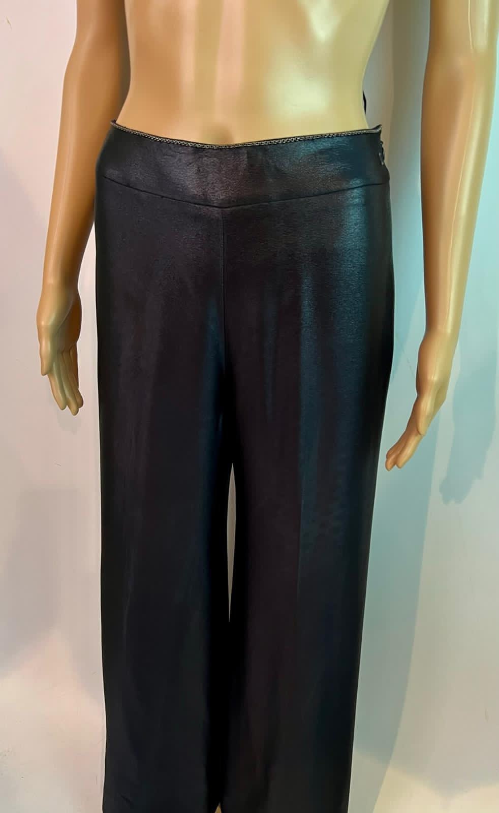 Buy Chanel 00A 2000 Fall Black Shiny Dress Wide Leg Pants FR 38 US Online  in India 
