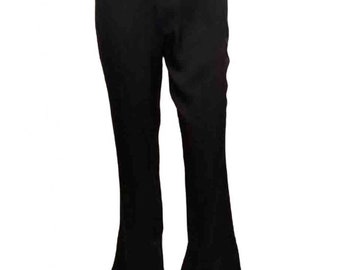 Vintage Chanel 01A, 2001 Fall Black Bottom Flare Satin Flare Pants FR 40