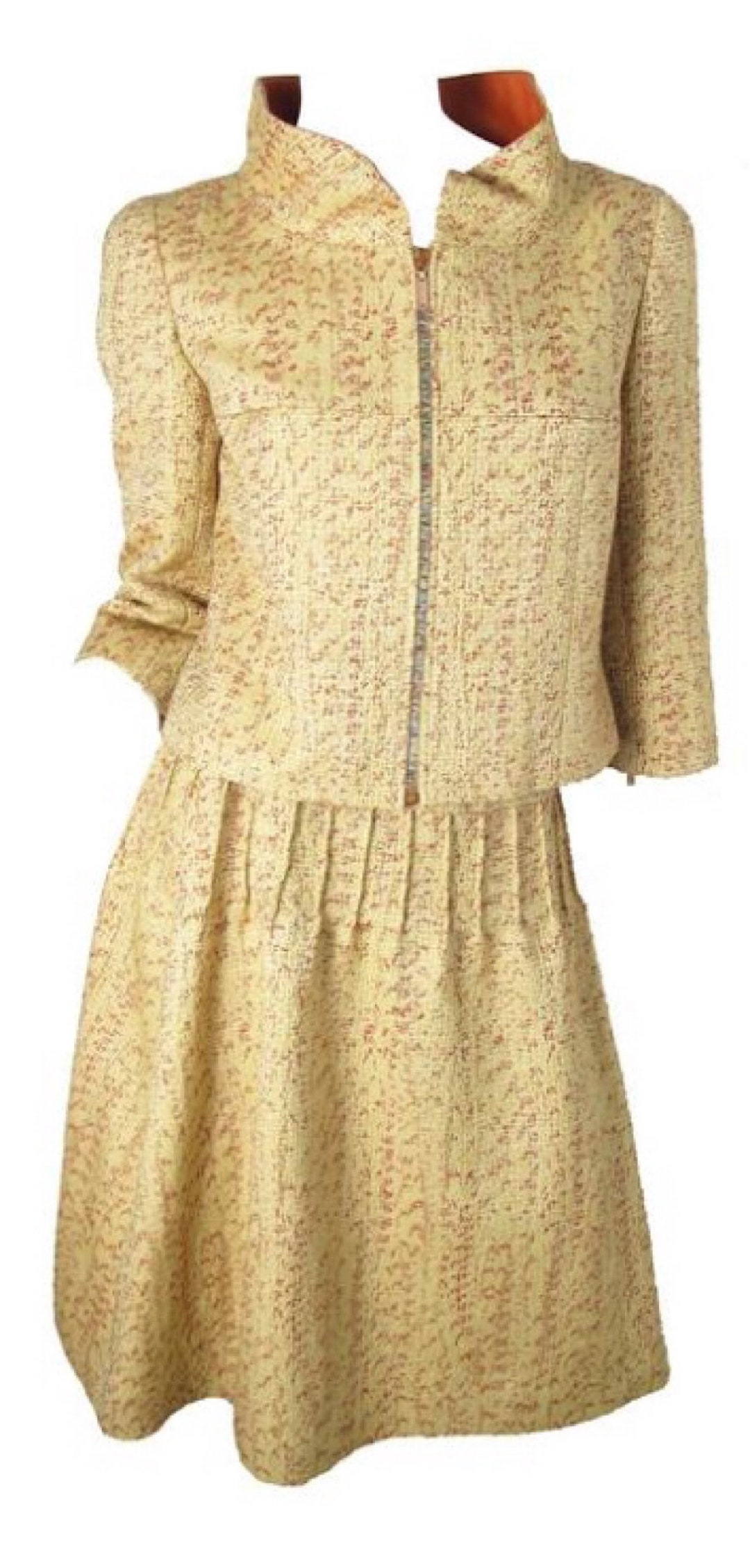 Chanel Spring 1997 Yellow Tweed Jacket & Skirt Set - Size FR38