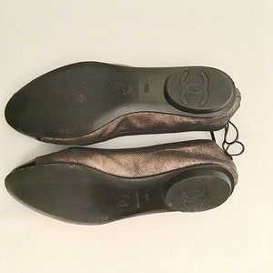 Chanel metallic black bronze/gold color Ballet Ballerina Flats Shoes EU 34.5 US 3.5/4 image 5