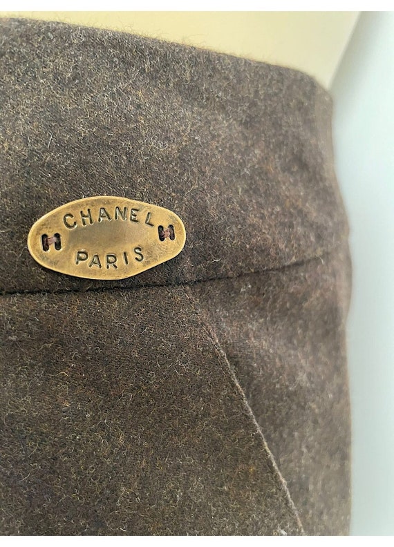 Chanel Vintage 99A 1999 Fall Brown Wool Pleated S… - image 3