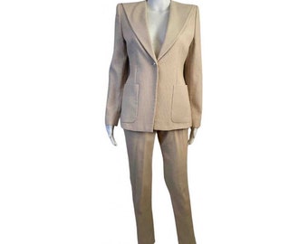 Chanel Vintage 01P 2001 Spring Ivory Beige Pant Suit Set FR 38 US 4