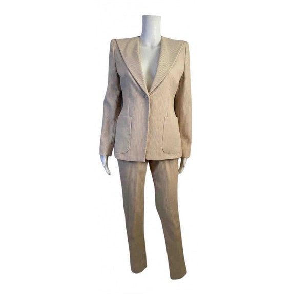 Chanel Vintage 01P 2001 Spring Ivory Beige Pant Suit Set FR 38 