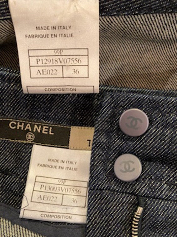 Vintage Chanel 99P 1999 Spring Denim Jacket Skirt Suit Set FR