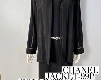 Vintage Chanel 99P, 1999 Spring Black Cardigan Coat Jacket FR 38 US 6