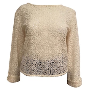 Vintage Chanel 98A 1998 Fall winter white sweater Lace Blouse FR 34 US 4/6